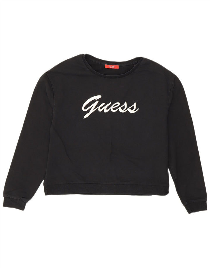 Suéter gráfico feminino Guess Reino Unido 8 pequeno algodão preto