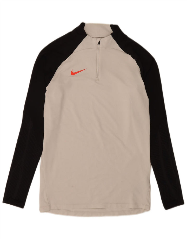 Nike Mens Dri Fit Zip Neck Slim Pulôver Treino Top Pequeno Branco
