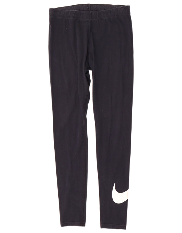 Nike Womens Graphic Leggings UK 14 Medium Black Cotton