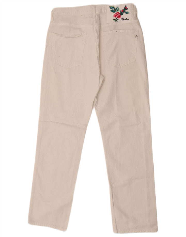Replay Jeans reto feminino W28 L29 algodão branco