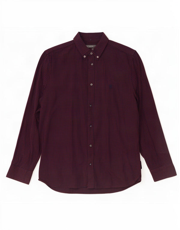 Camisa masculina Slim Fit da French Connection XL Borgonha Check Cotton