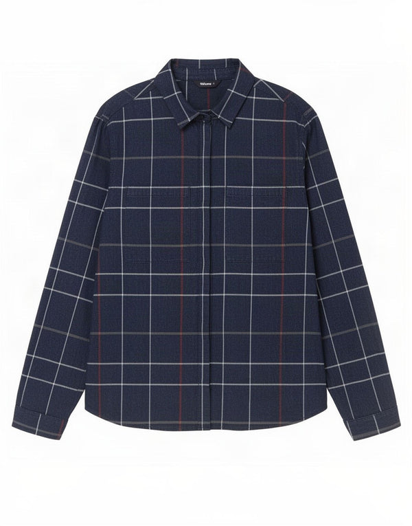 Camisa feminina Rohan UK 10 poliéster xadrez azul marinho pequeno