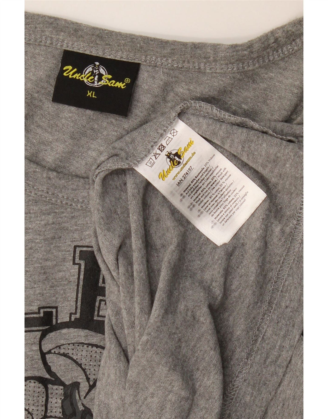 Colete gráfico masculino UNCLE SAM Top XL de algodão cinza