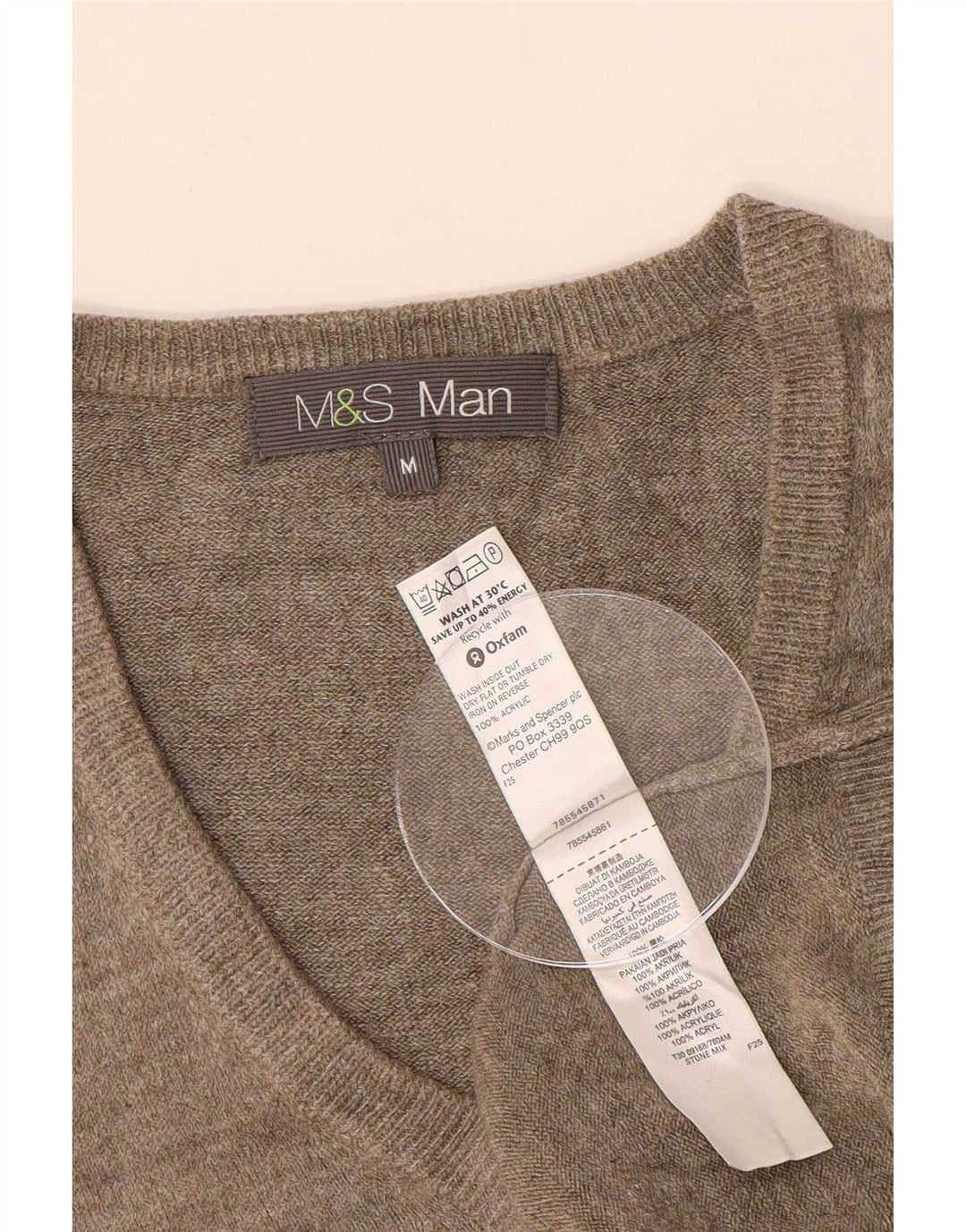 Regata masculina Marks & Spencer com colete em acrílico cinza médio