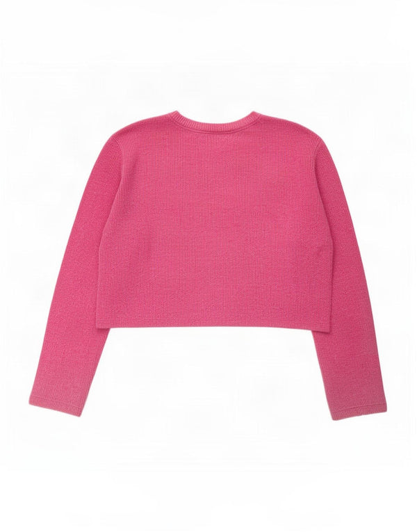 Zara Womens Crop Top Manga Longa Reino Unido 10 Pequeno Algodão Rosa