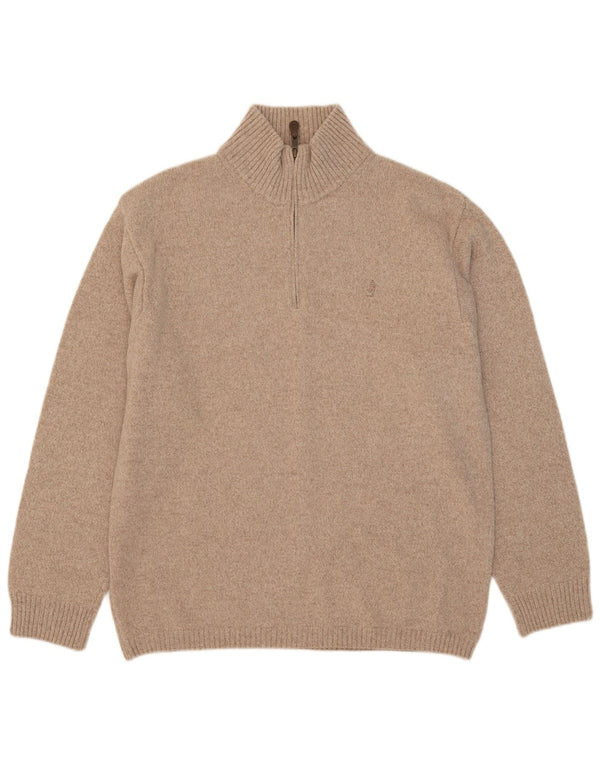 Suéter masculino Marlboro Classics com zíper e gola 2XL lã bege