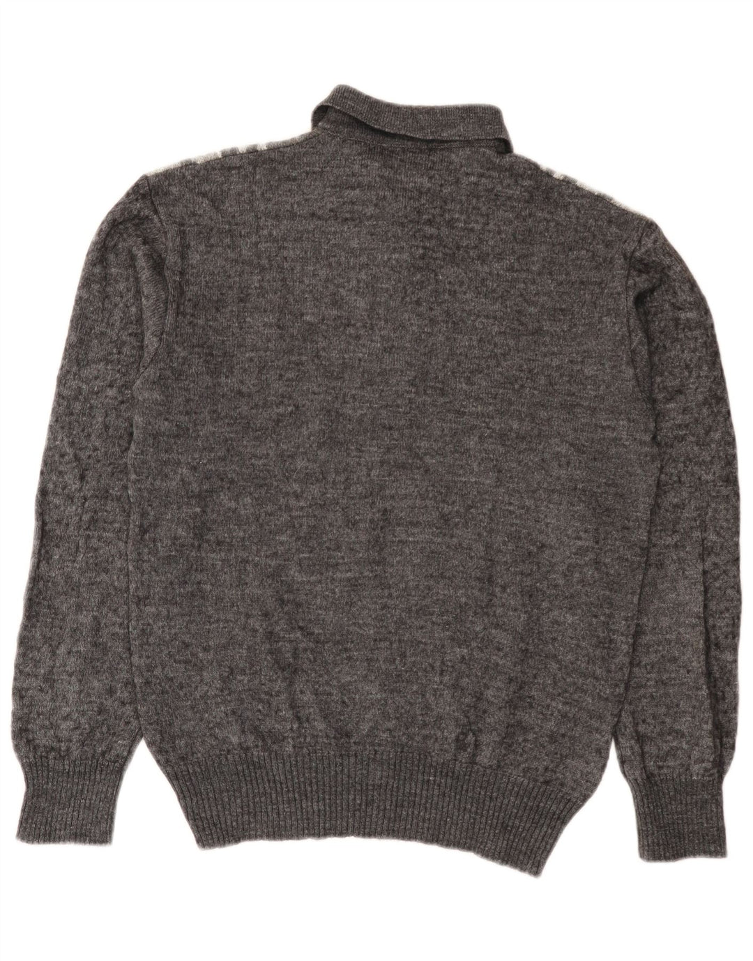 Suéter masculino Rinaldi com gola polo cinza médio Argyle/lã diamante
