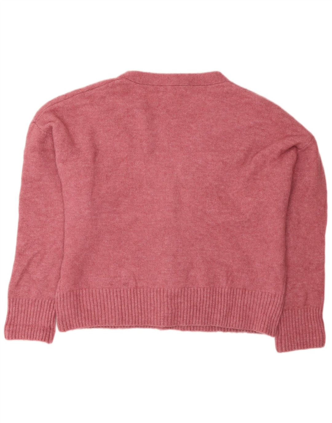 Suéter cardigã feminino grande da Zara Reino Unido 14 acrílico rosa médio