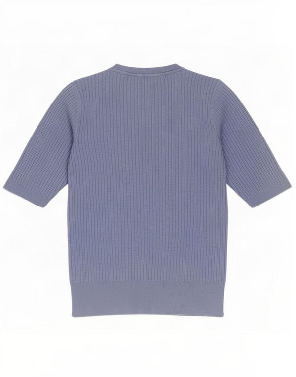Suéter feminino Marks & Spencer com gola redonda Reino Unido 8 pequeno azul