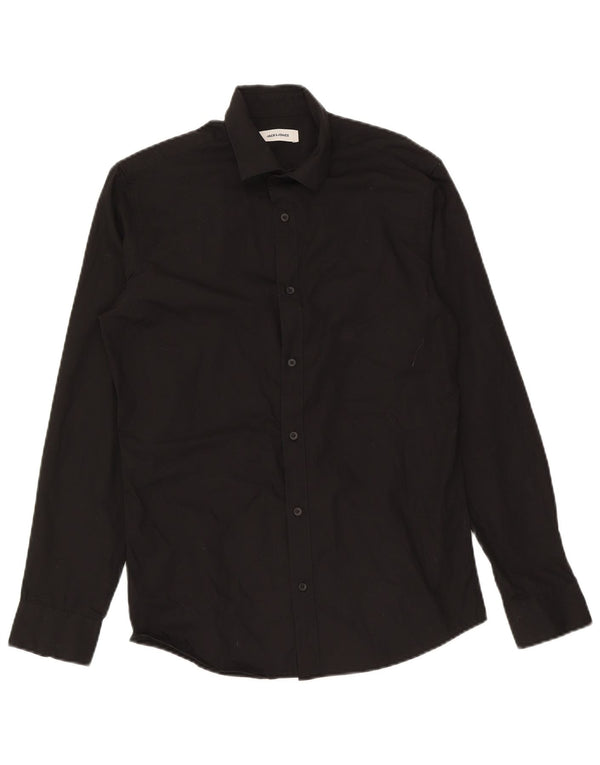 Camisa masculina Jack & Jones pequena de algodão preto