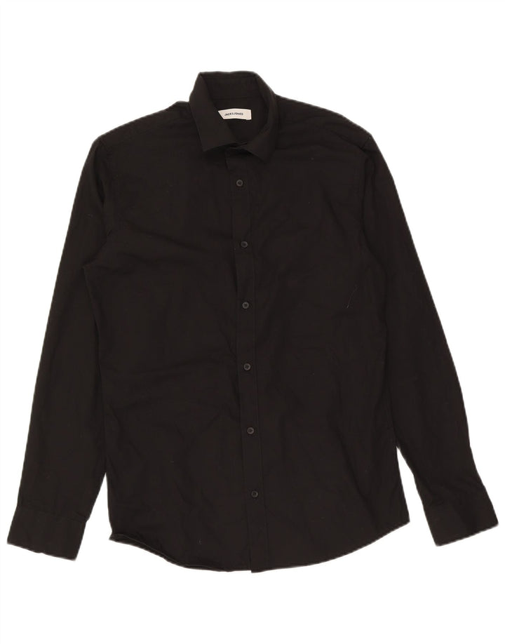 Camisa masculina Jack & Jones pequena de algodão preto
