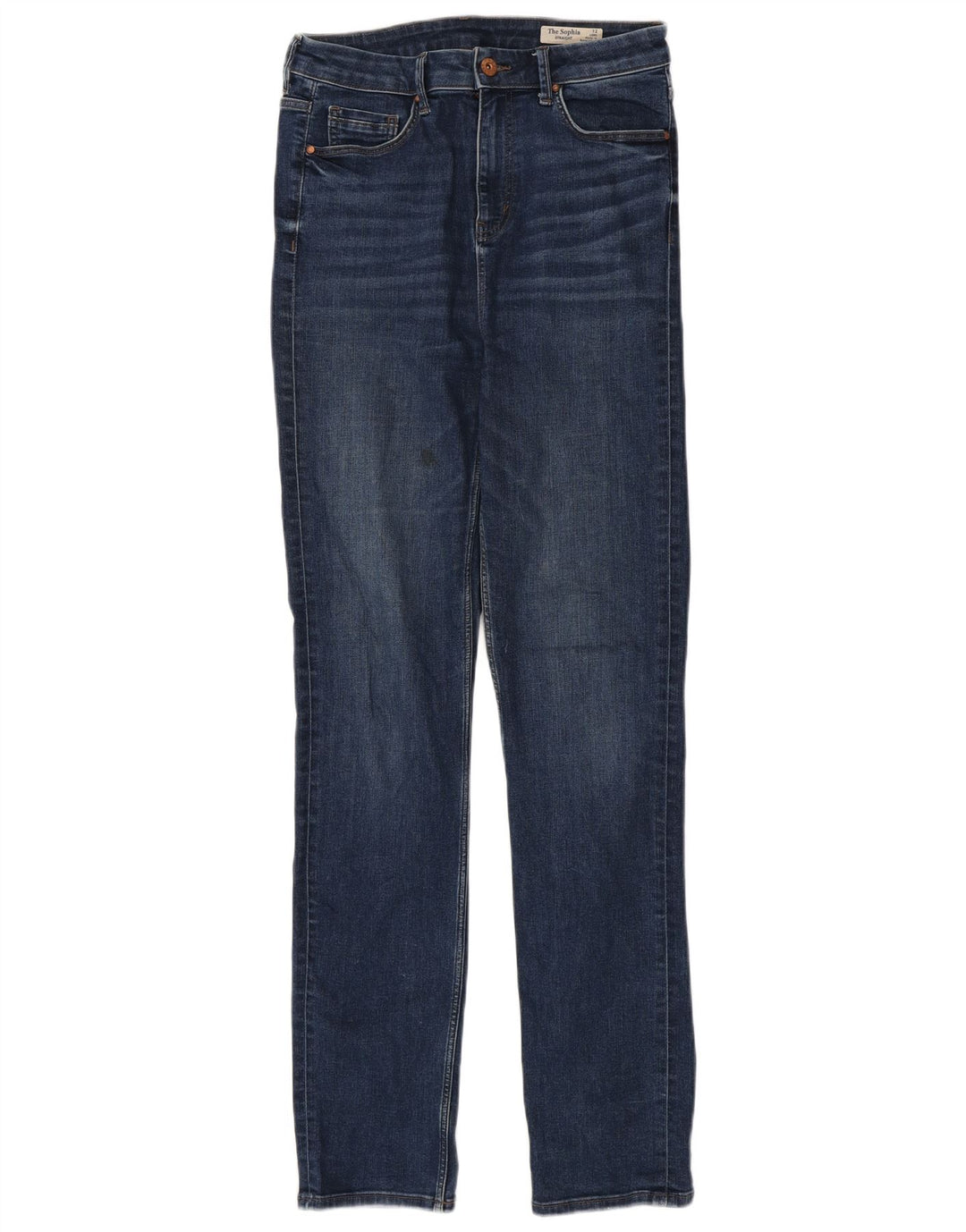 MARKS & SPENCER Feminino Sophia Straight Jeans Reino Unido 12 Médio W30 L33 Azul