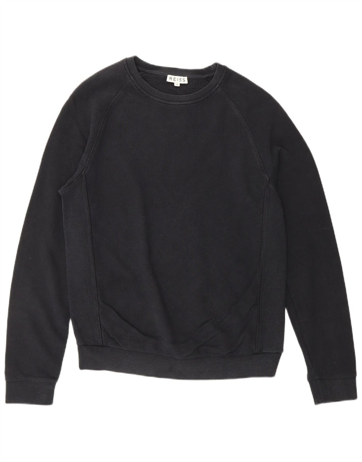 REISS moletom feminino jumper UK 14 médio azul marinho algodão