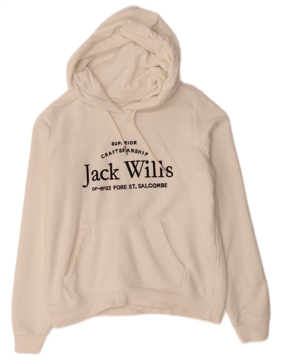 JACK WILLS Suéter feminino com capuz grande e gráfico Reino Unido 10 algodão branco pequeno