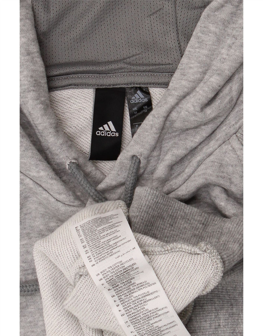 Adidas Mens Hoodie Jumper Médio Cinza Algodão Flecked