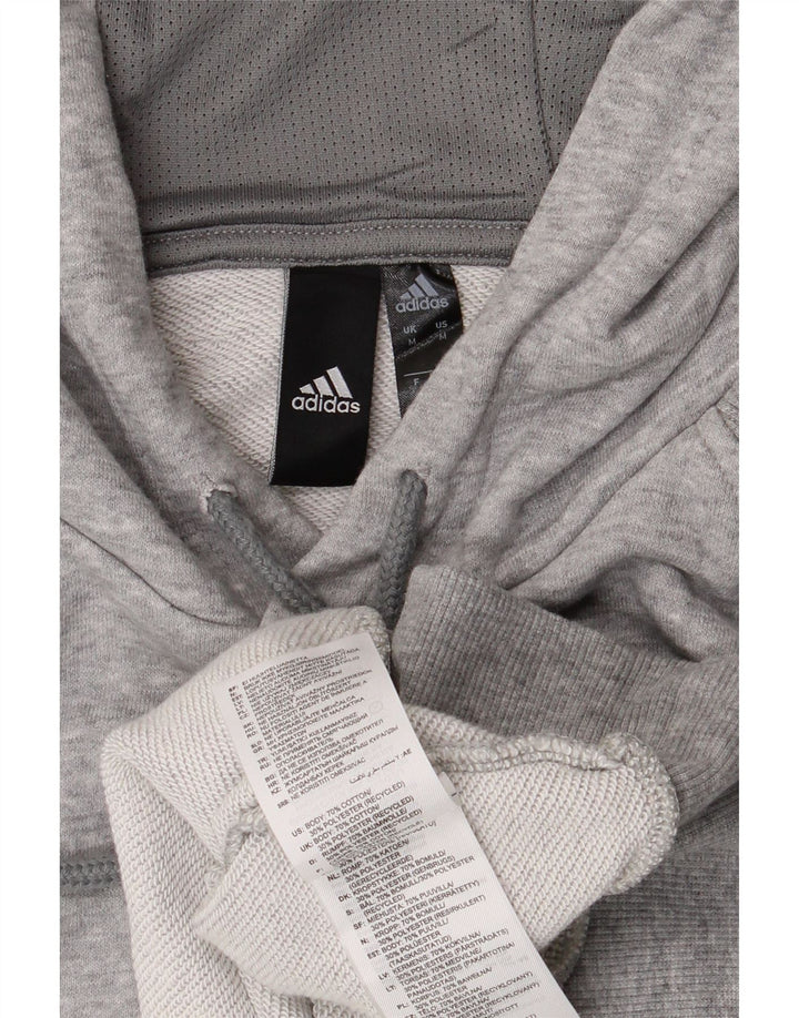 Adidas Mens Hoodie Jumper Médio Cinza Algodão Flecked