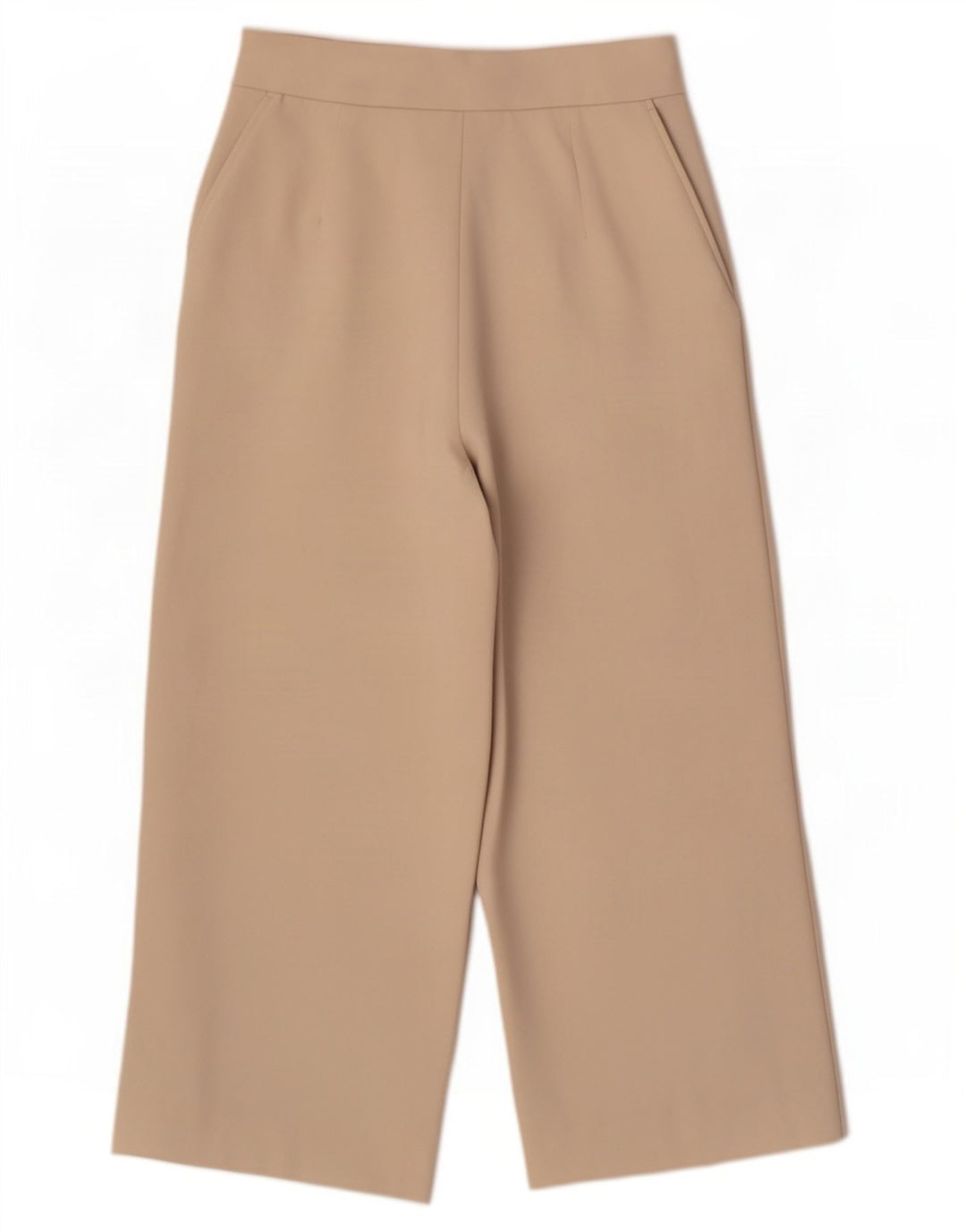 Zara Calça Capri Feminina Perna Larga Médio W28 L22 Poliéster Bege