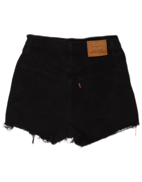 Shorts jeans feminino Levi's desgastado W27 pequeno algodão preto