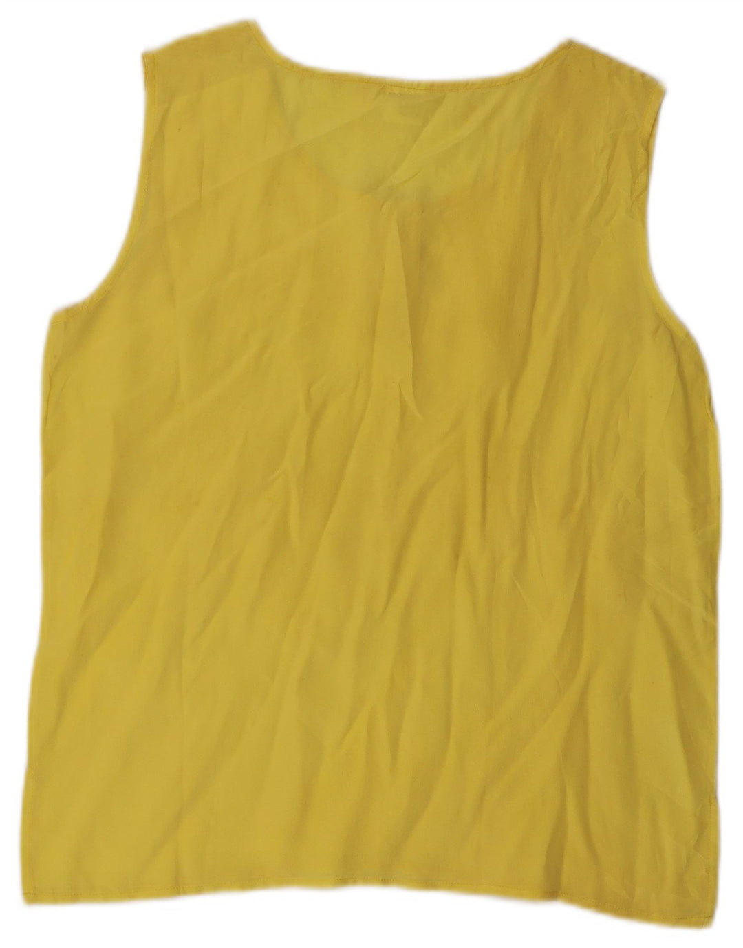 Blusa feminina vintage sem mangas UK 12 seda amarela média