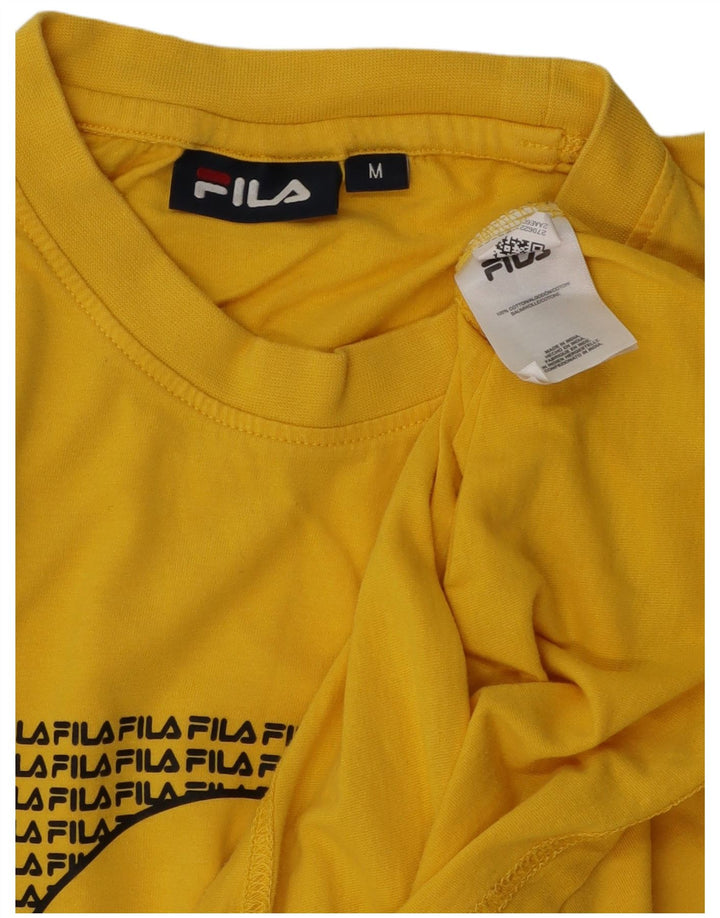 Fila Mens Graphic T-Shirt Top Médio Algodão Amarelo