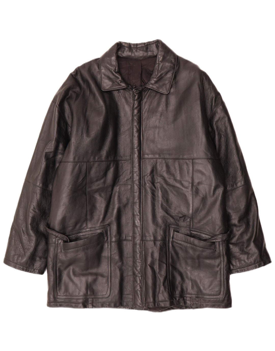 Jaqueta de couro masculina vintage IT 50 grande couro preto