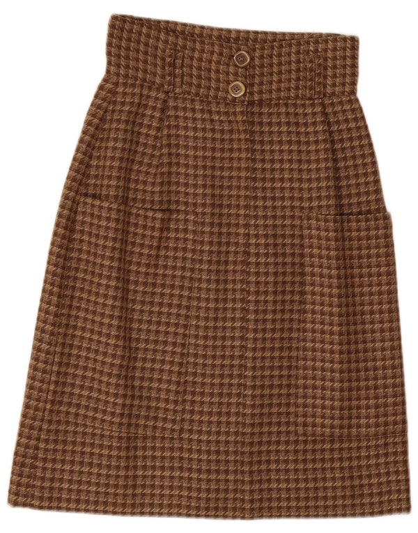 Saia vintage feminina linha A W24 XS marrom Houndstooth