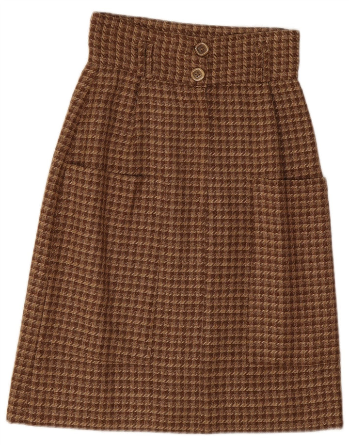 Saia vintage feminina linha A W24 XS marrom Houndstooth