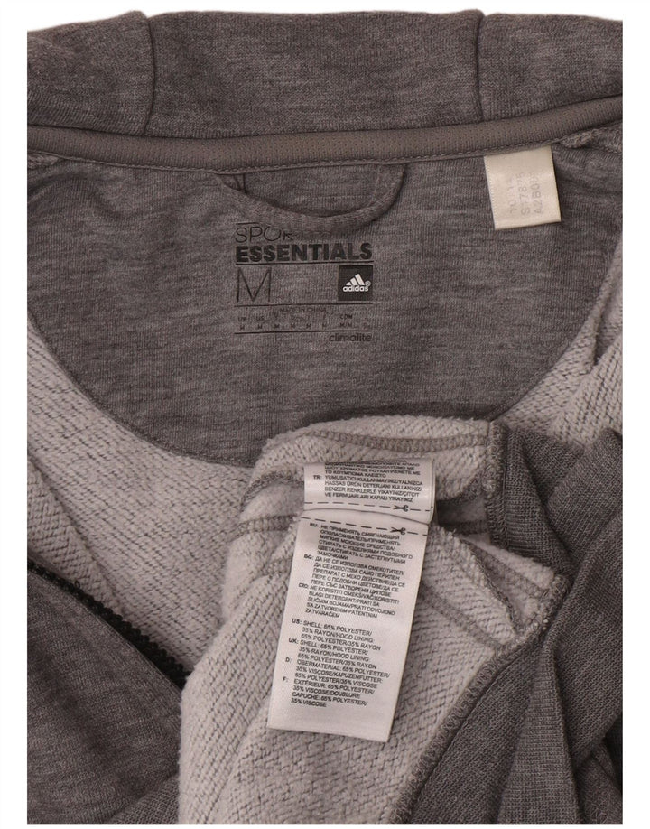 Suéter Adidas Masculino Climalite Zip com capuz cinza médio poliéster