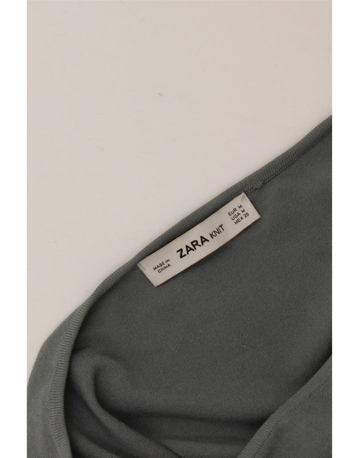 Blusa feminina Zara Batwing Top UK 14 cinza médio