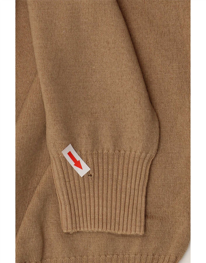 Zara Suéter masculino com decote em V XL lã marrom