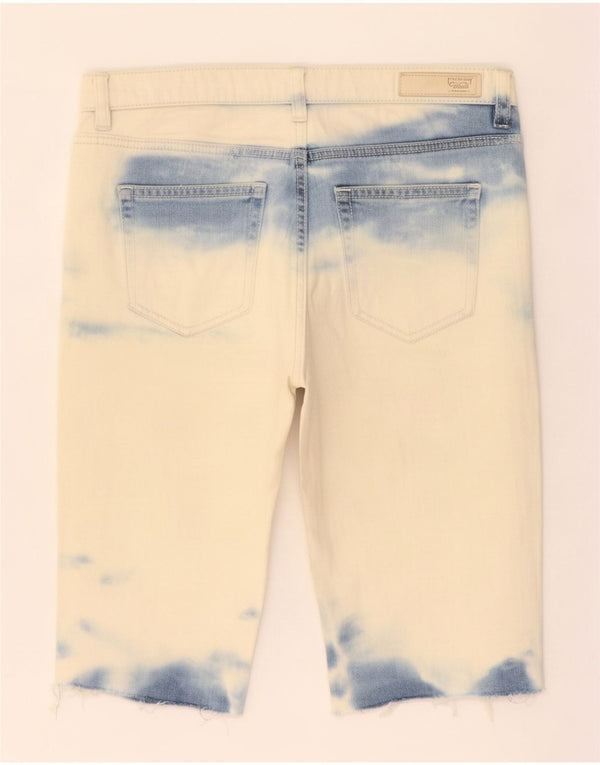 Zara Shorts jeans feminino Trafaluc skinny UE 38 pequeno W28 azul tie-dye