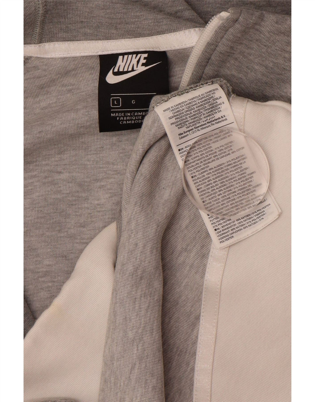 Suéter feminino Nike com capuz e zíper UK 16 grande algodão cinza