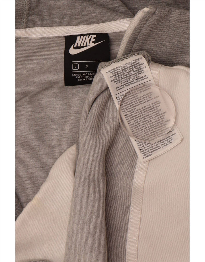 Suéter feminino Nike com capuz e zíper UK 16 grande algodão cinza