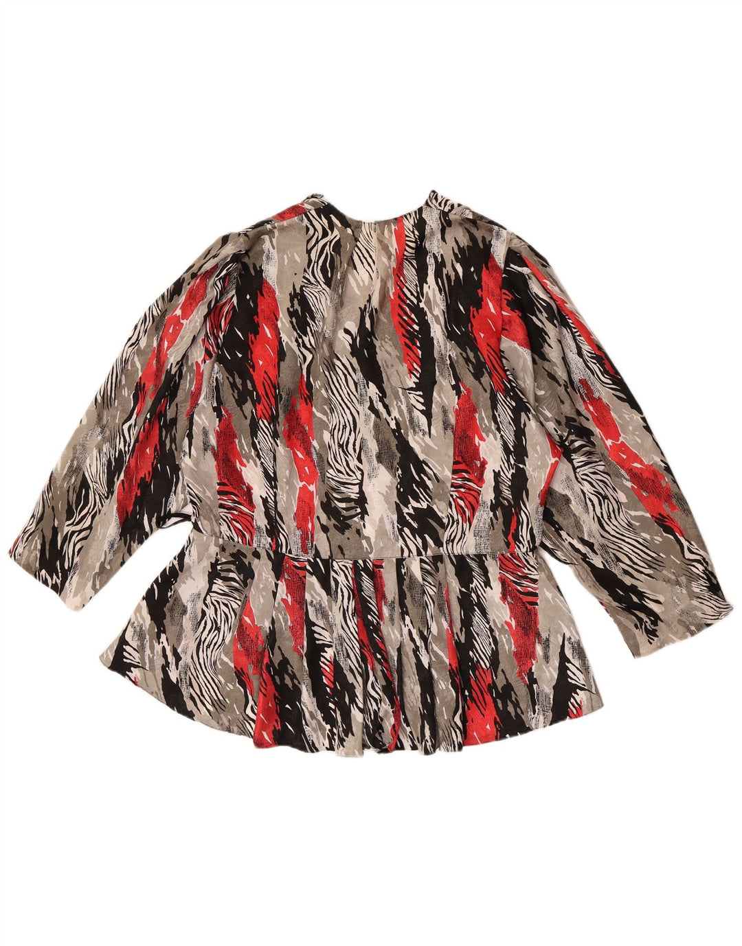 Blusa feminina vintage com estampa abstrata manga 3/4 Reino Unido 16 grande cinza