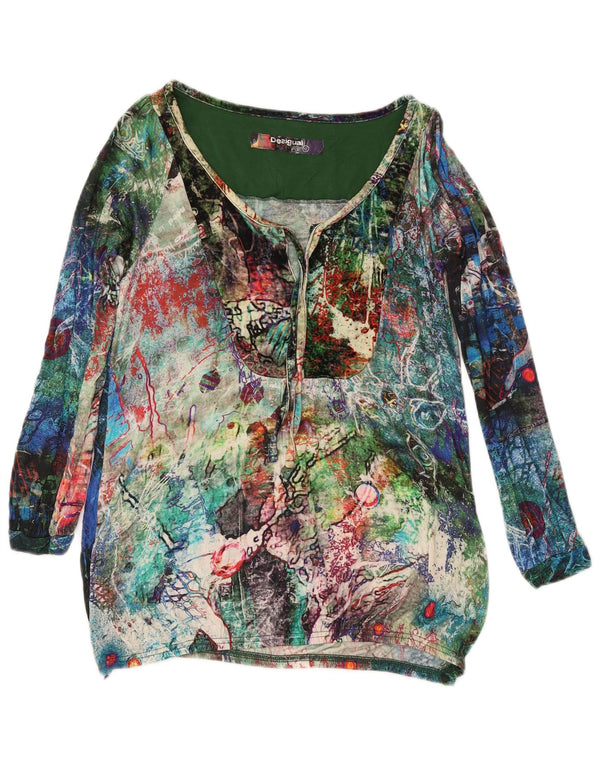 Blusa Feminina Desigual Padrão Abstrato Top UK 18 XL Multicolorido