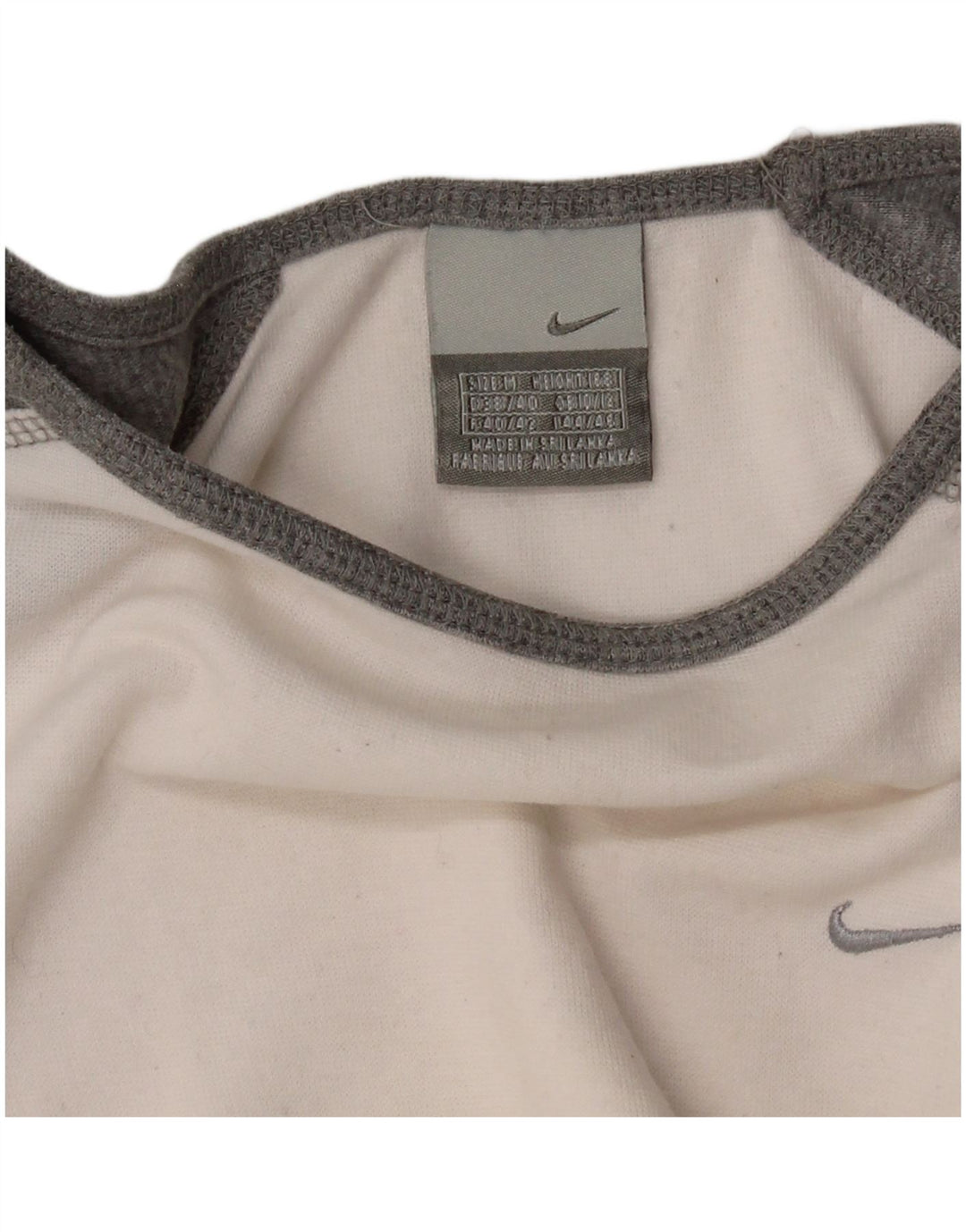 Top feminino Nike de manga comprida UK 10/12 médio branco colorblock