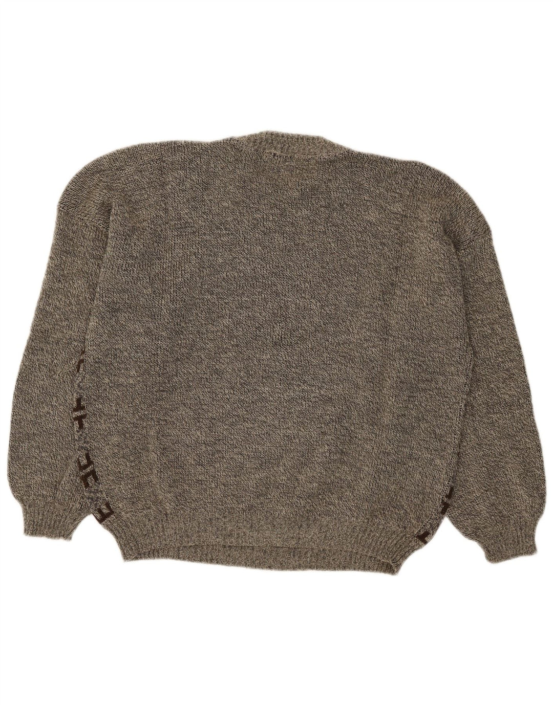 Suéter vintage masculino com gola redonda grande cinza geométrico