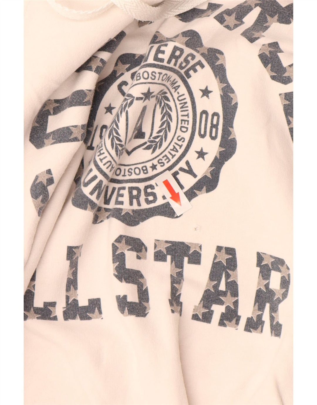 Jumper feminino com capuz gráfico CONVERSE UK 12 algodão branco médio