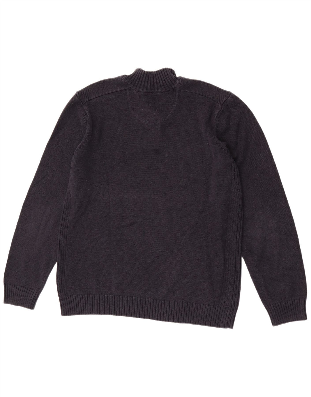 Suéter masculino Marks & Spencer com gola redonda e botão grande azul marinho