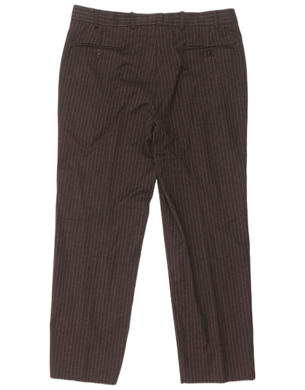 Cerruti 1881 Mens Straight Suit Trousers W37 L30 Brown Pinstripe