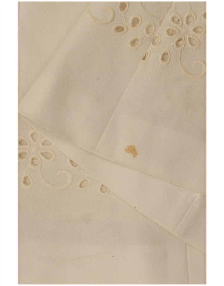 Vestido vintage feminino evasê IT 42 poliéster floral branco médio