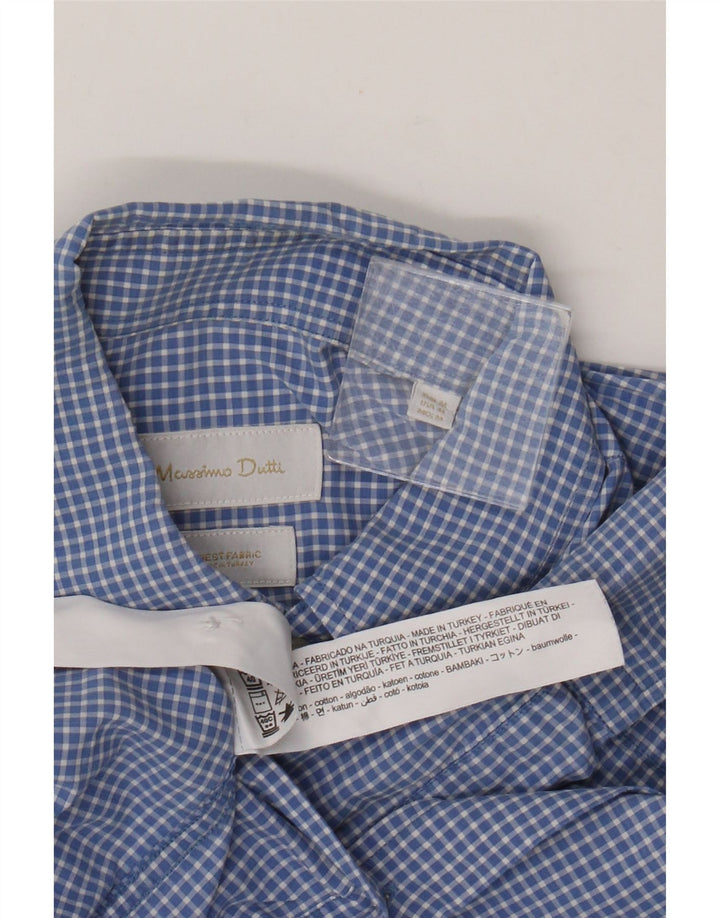 Camisa masculina Massimo Dutti de algodão guingão azul médio