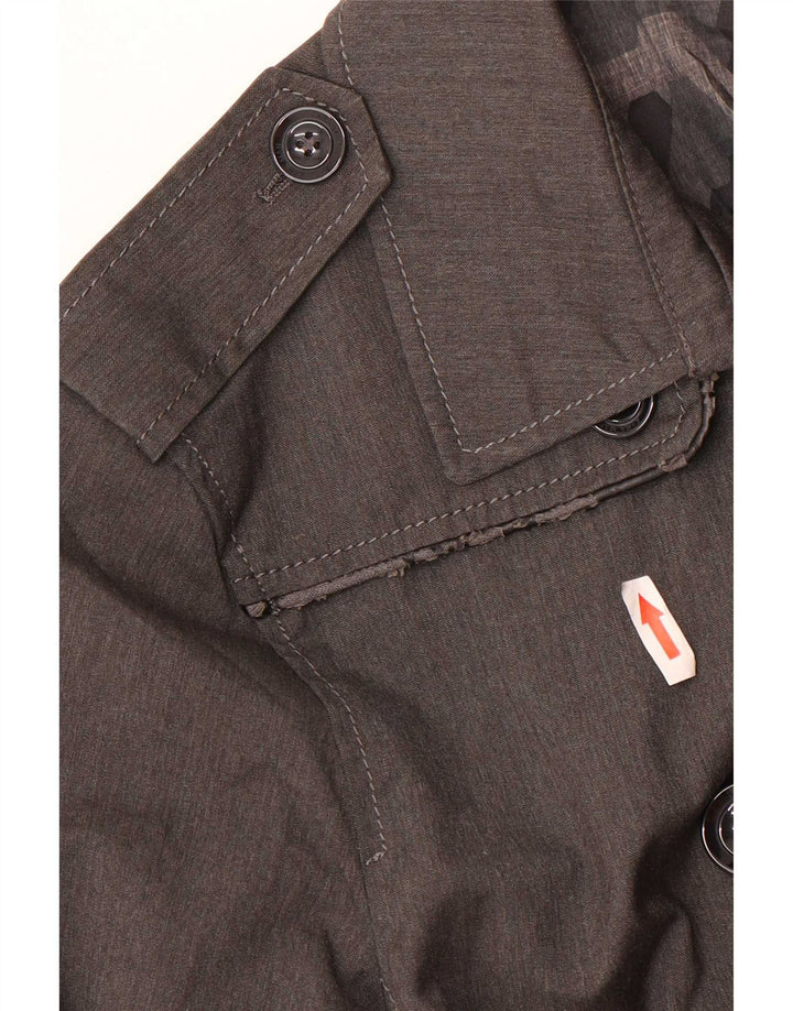 Casaco impermeável masculino vintage UK 36 poliéster cinza pequeno