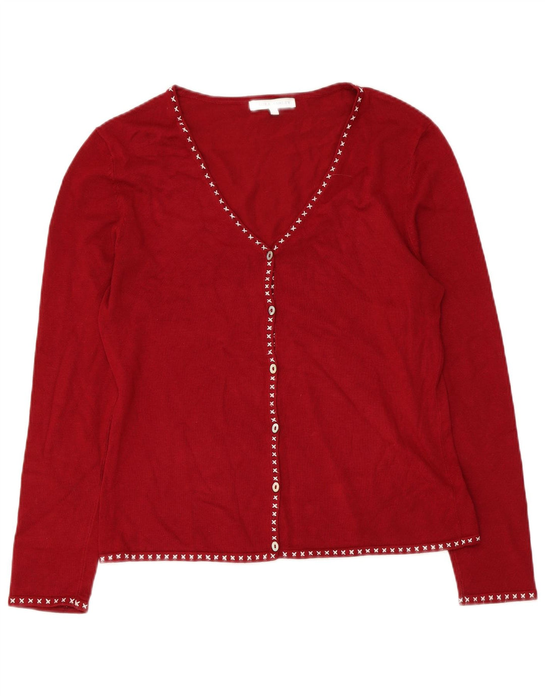 Suéter cardigã feminino LAURA ASHLEY UK 14 viscose vermelha média