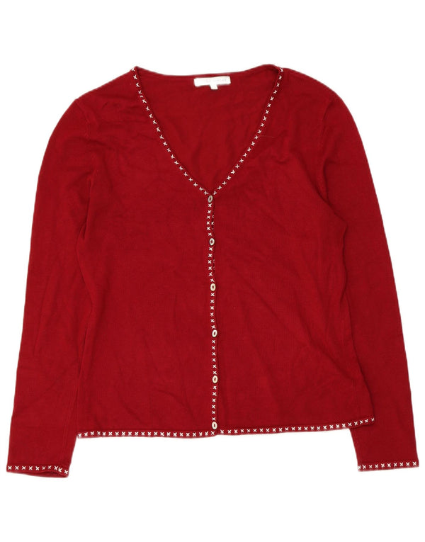 Suéter cardigã feminino LAURA ASHLEY UK 14 viscose vermelha média