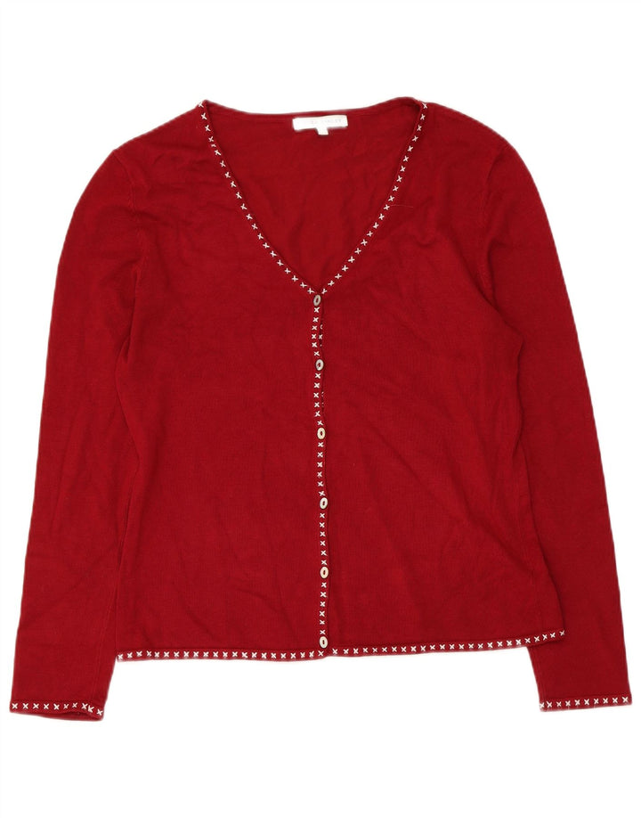 Suéter cardigã feminino LAURA ASHLEY UK 14 viscose vermelha média
