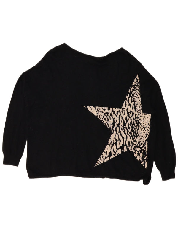 MINT VELVET Womens Abstract Pattern Boat Neck Jumper Sweater UK 10 Small Bl