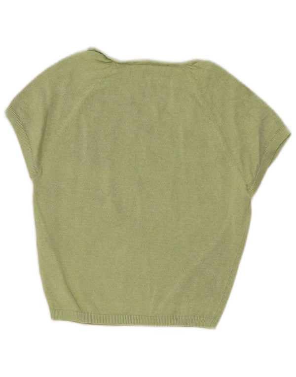 Zara Womens Short Sleeve Crop Top UK 8 Small Green Viscose
