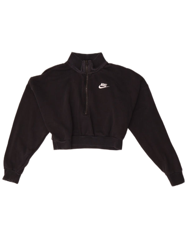 Moletom feminino Nike oversized com zíper e gola alta UK 6 XS algodão preto