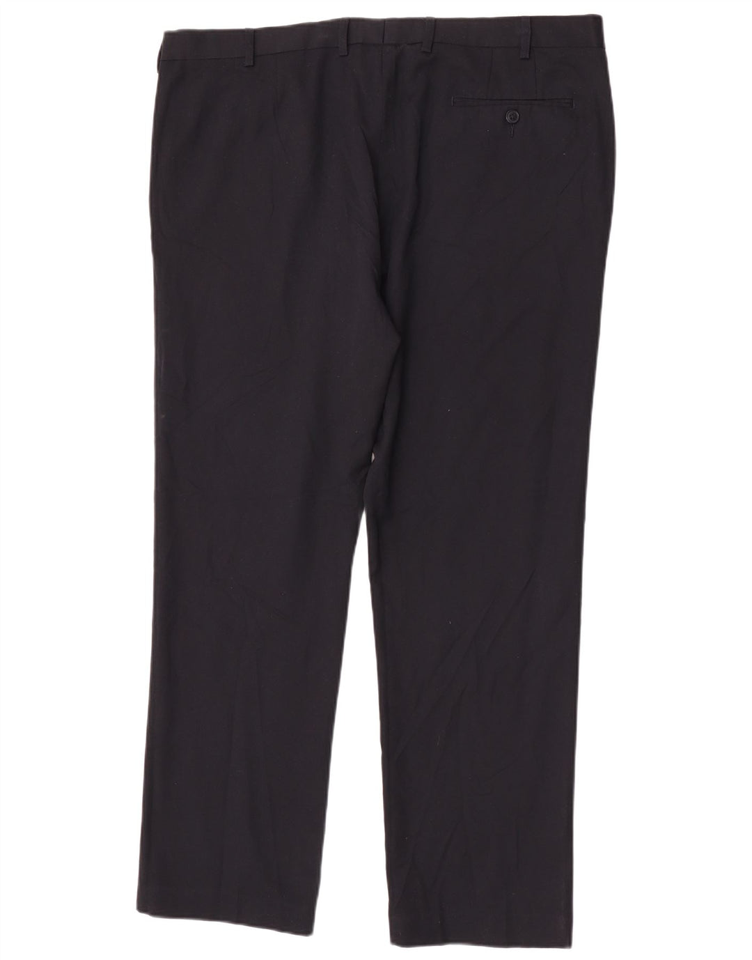 Calça masculina de ajuste regular Marks & Spencer W42 L31 azul marinho poliéster